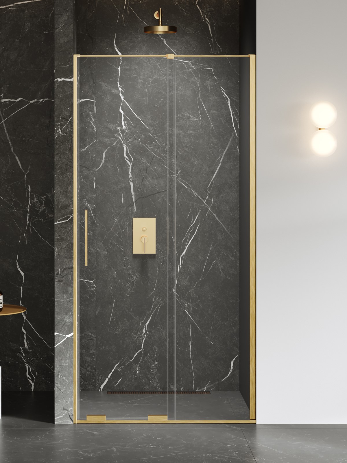 New Trendy Smart Gold Brushed drzwi prysznicowe 180 cm rozsuwane złoty szczotkowany/szkło przezroczyste EXK-7509