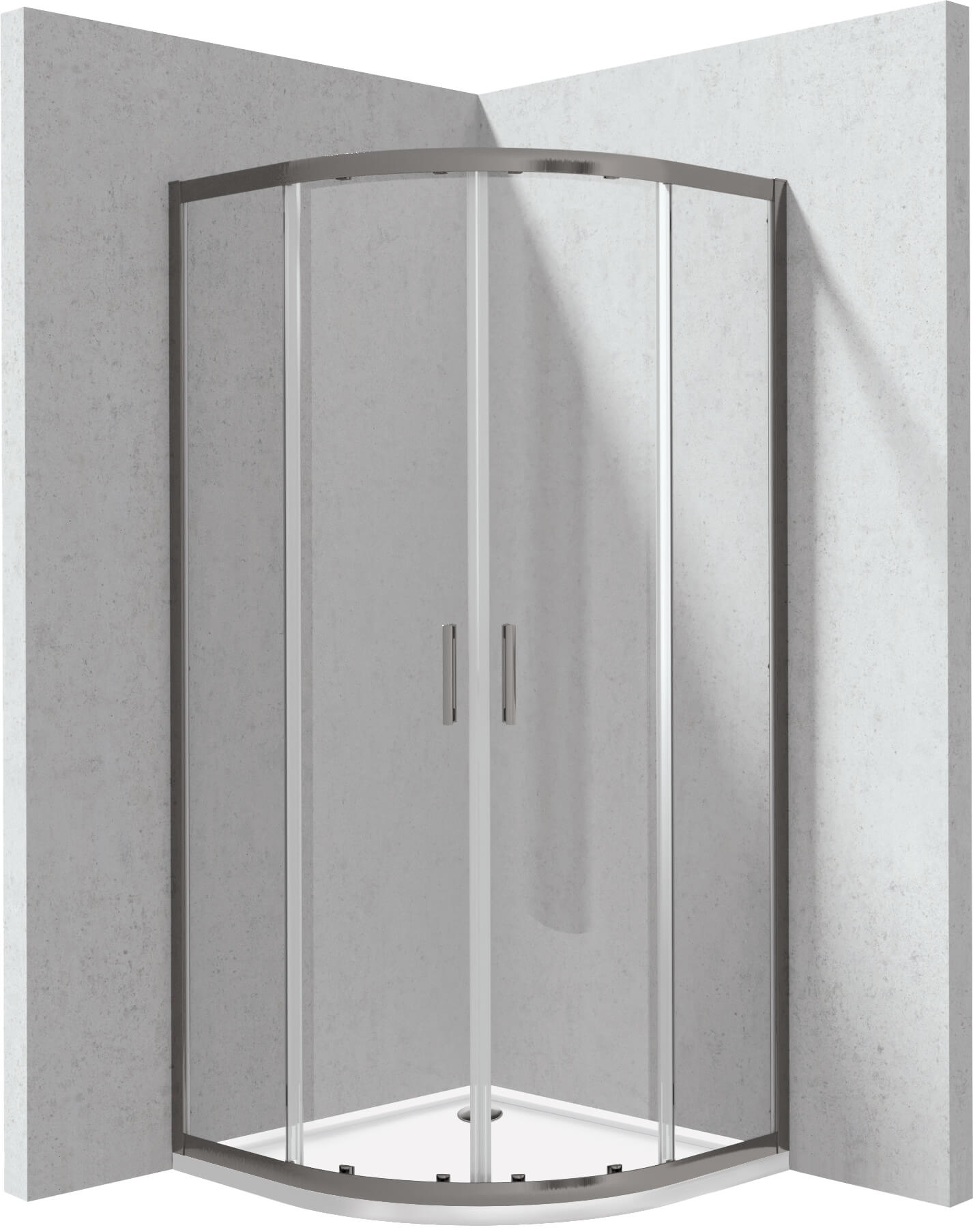 Deante Funkia Evo kabina z brodzikiem 90x90 cm półokrągła titanium/szkło przezroczyste KYPPD099P