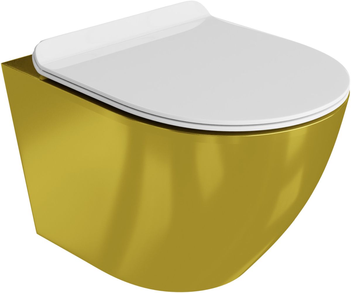LaVita Sofi Slim Gold/White miska WC z deską wolnoopadającą wisząca bez kołnierza