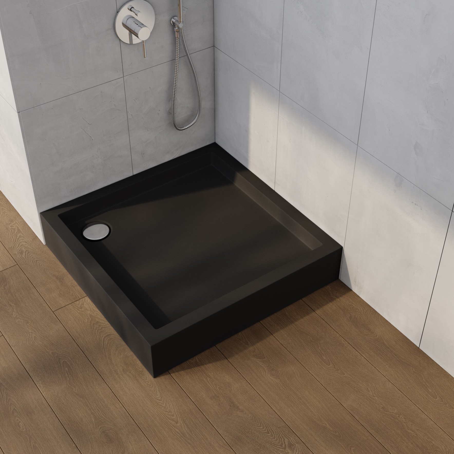 Schedpol Medium Black Mat brodzik kwadratowy 90x90 cm czarny 3.4731/C/MG