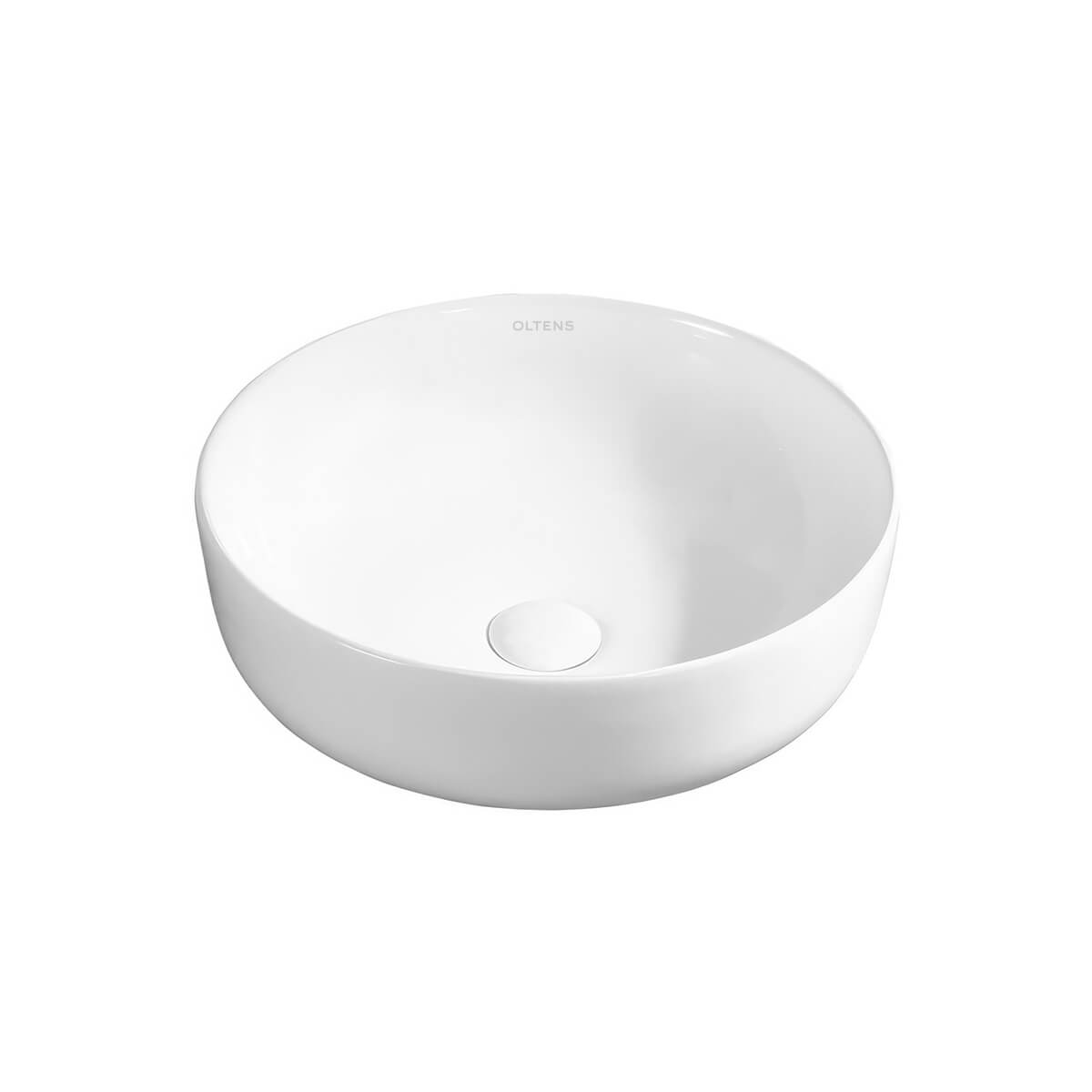 Oltens Svale umywalka 41x41 cm nablatowa okrągła z powłoką SmartClean biała 40835000