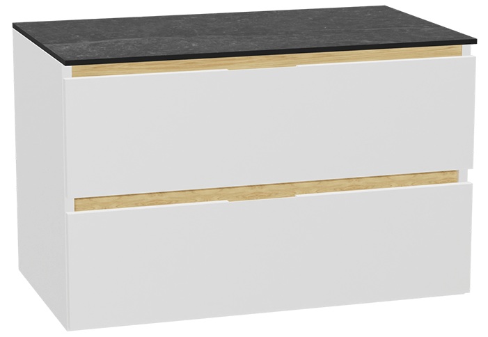 Zestaw Excellent Tuto 2.0 szafka 80 cm podumywalkowa wisząca z blatem biały-dąb-grafit MLEX.2172.K.80.01MA.WHWH