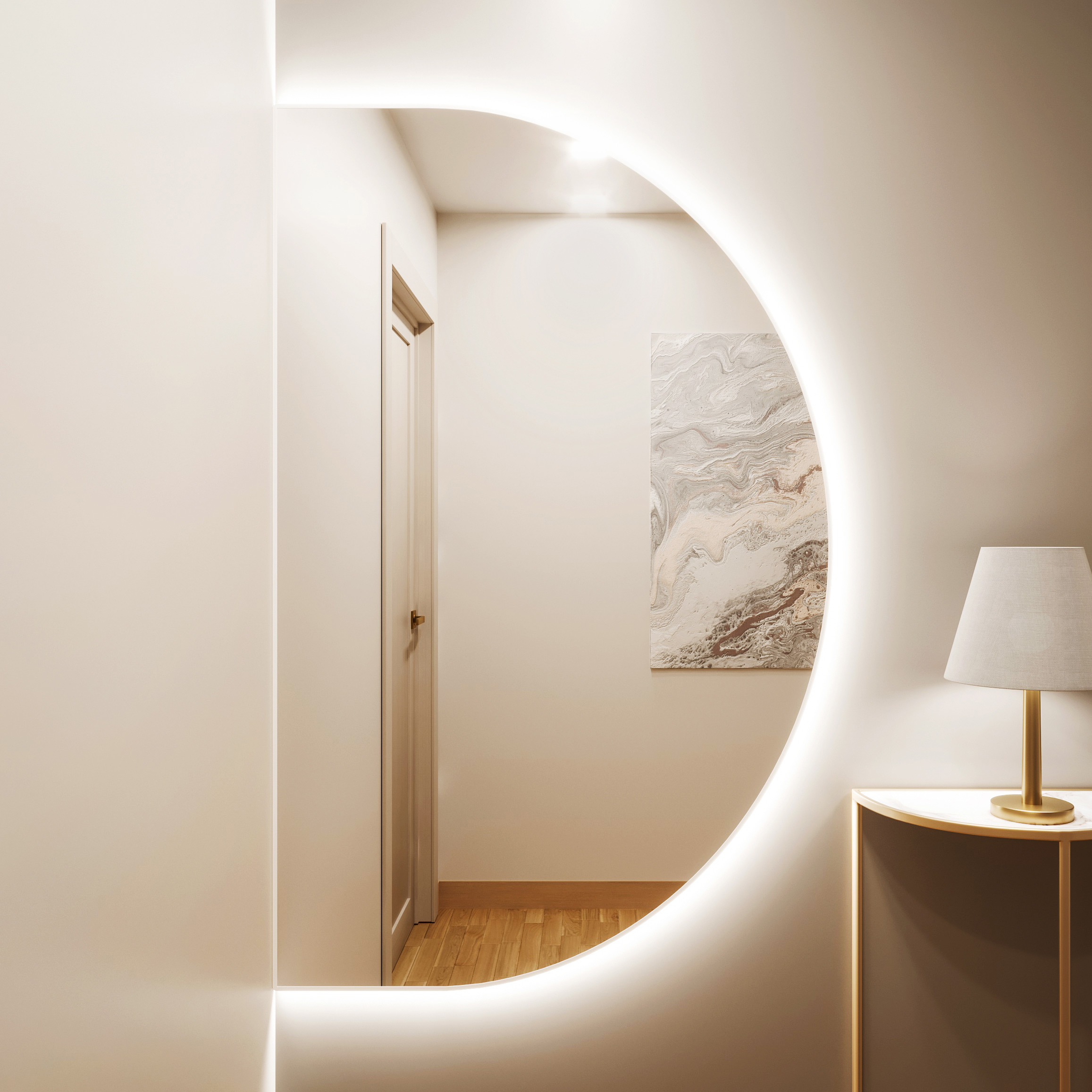 Baltica Design Tiny Border Semi Round Bright lustro 80x50 cm białe barwa neutralna