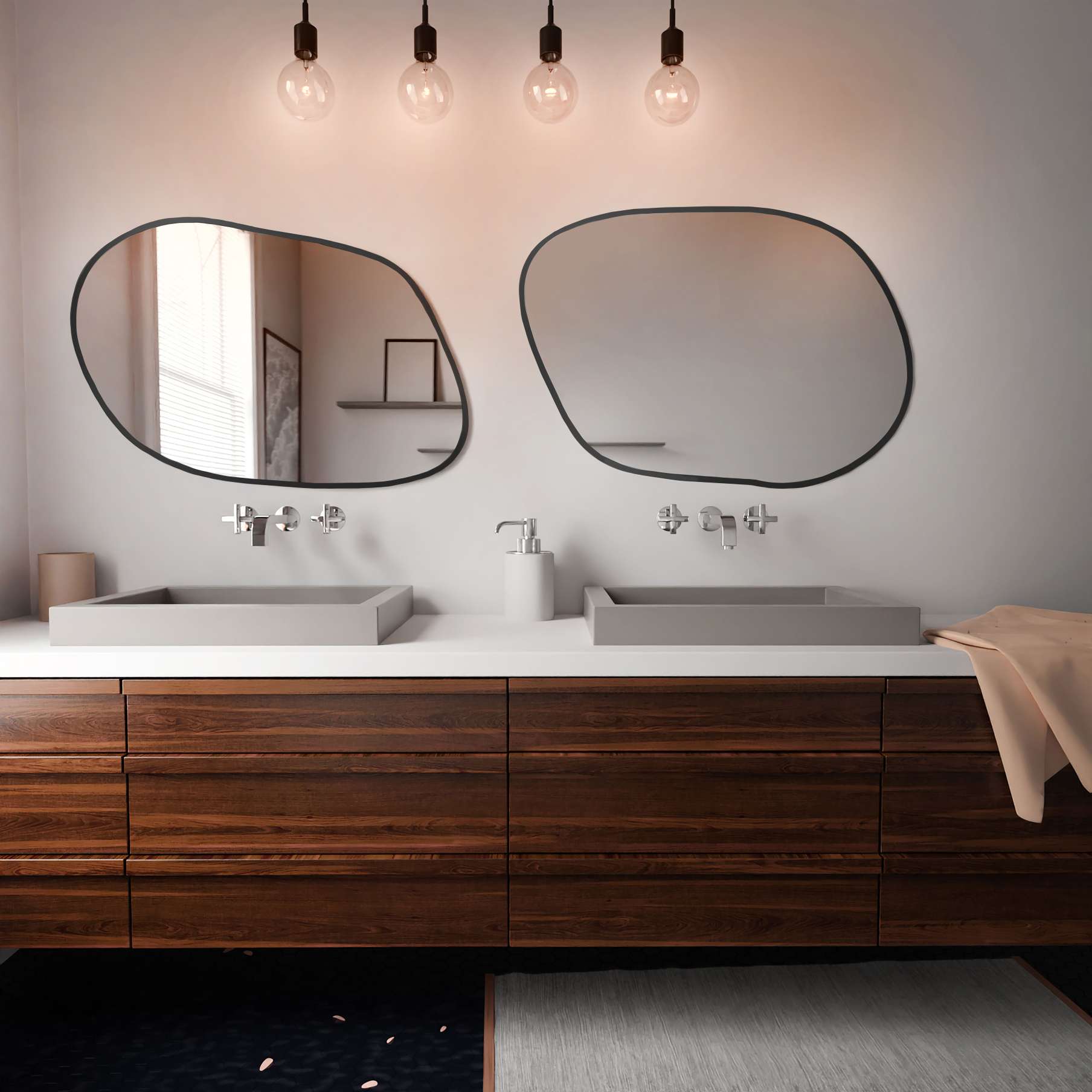 Baltica Design Tiny Borderbright Stain IV lustro 60x43 cm z oświetleniem LED czarne barwa neutralna