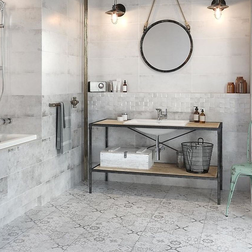 Cersanit Concrete Style inserto patchwork płytka podłogowa 42x42 szary mat