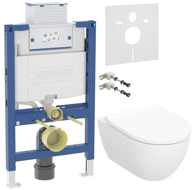 Geberit Acanto miska WC z deską wolnoopadającą ze stelażem podtynkowym wspornikami i uszczelką wygłuszającą (502774001, ... - Wysyłka w 24h