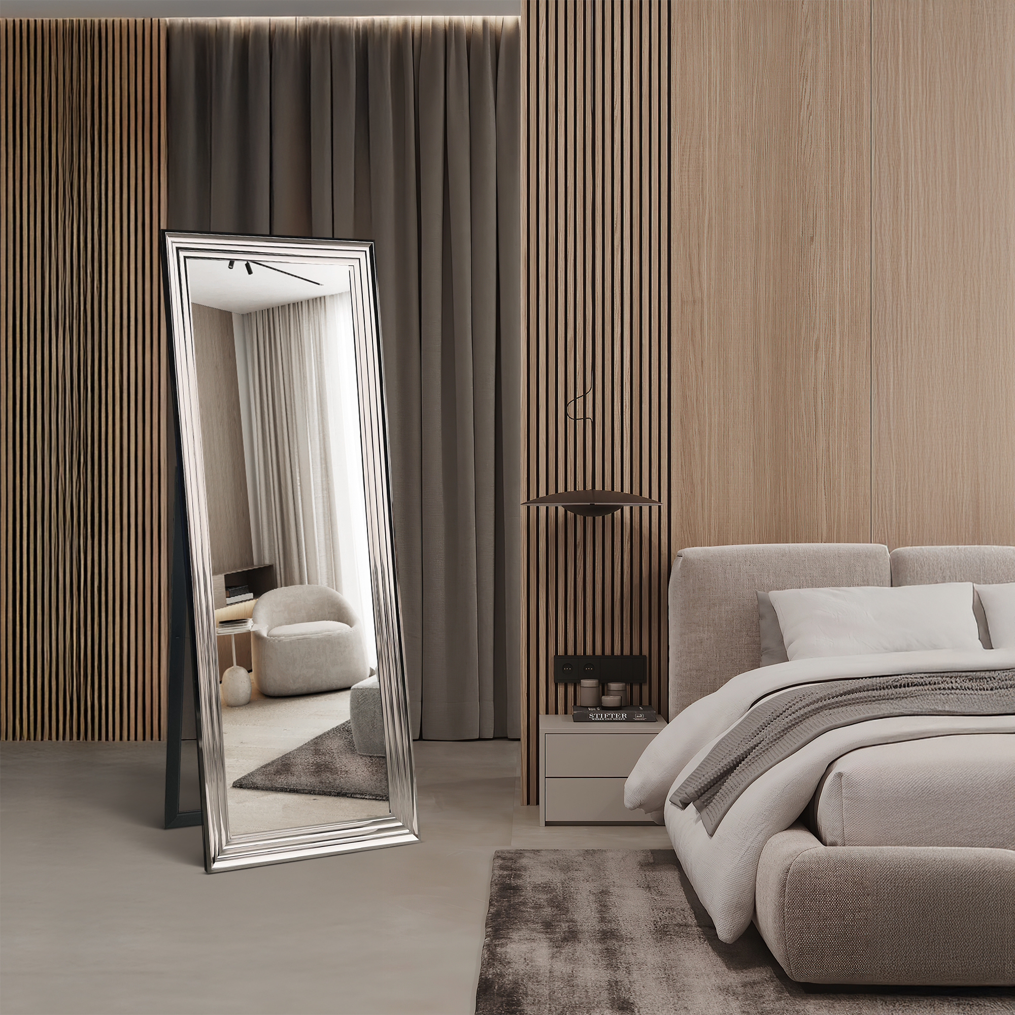Ars Longa Malaga lustro stojące 64,6x174,6 cm prostokątne nikiel LS-MALAGA50160-N