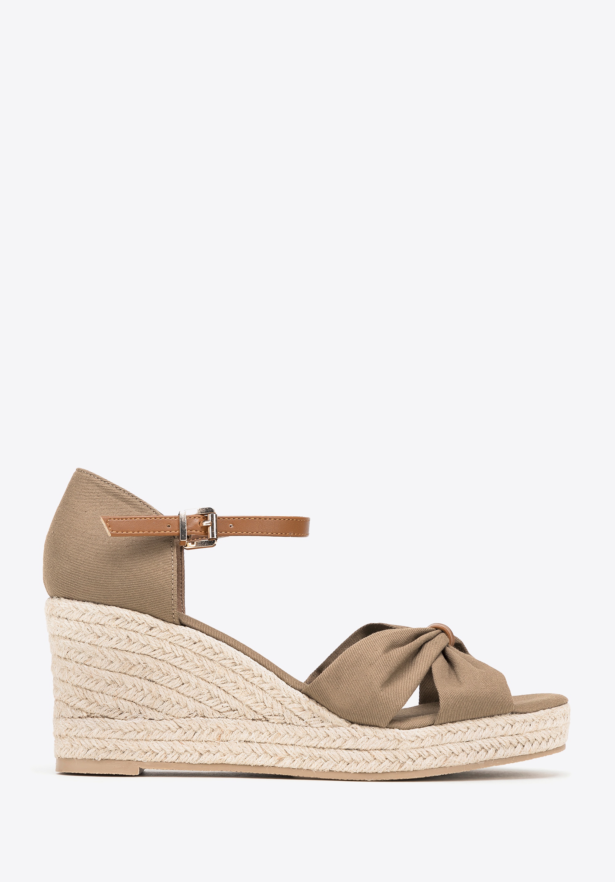 Dodatkowe rabaty - Damskie espadryle z kokardą z przodu khaki