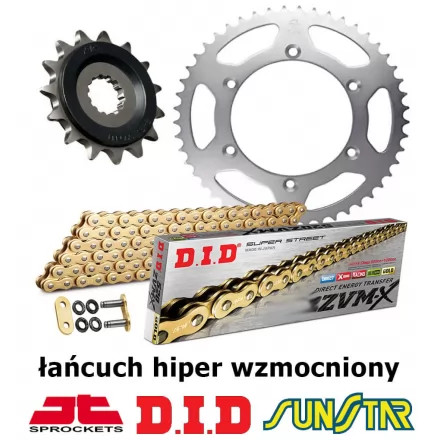 HONDA VTR 1000F SP1 2000-2001 ZESTAW NAPĘDOWY DID HIPER WZMOCNIONY ZŁOTY