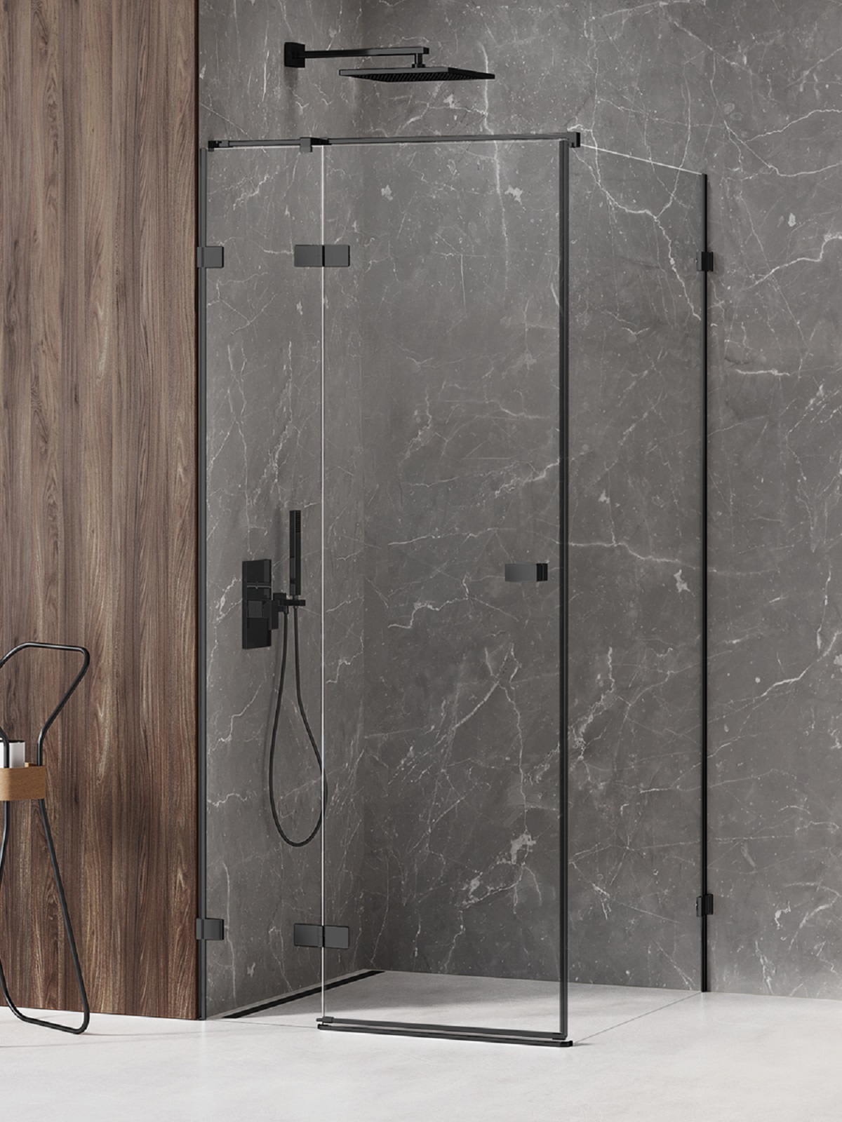 New Trendy Avexa Black kabina prysznicowa 80x70 cm prostokątna lewa czarny mat/szkło przezroczyste EXK-1560