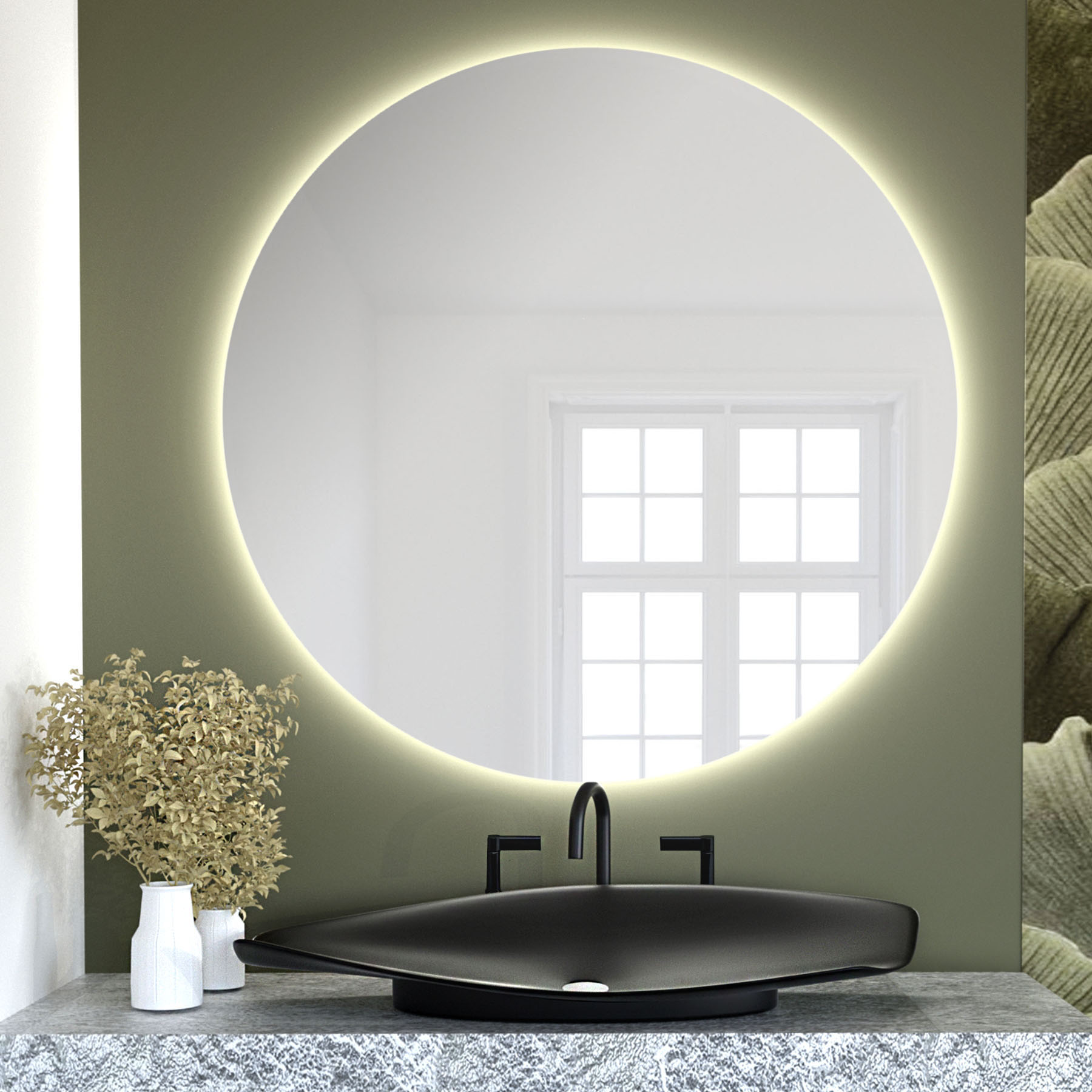 Baltica Design Bright lustro 50x50 cm barwa neutralna z włącznikiem bezdotykowym