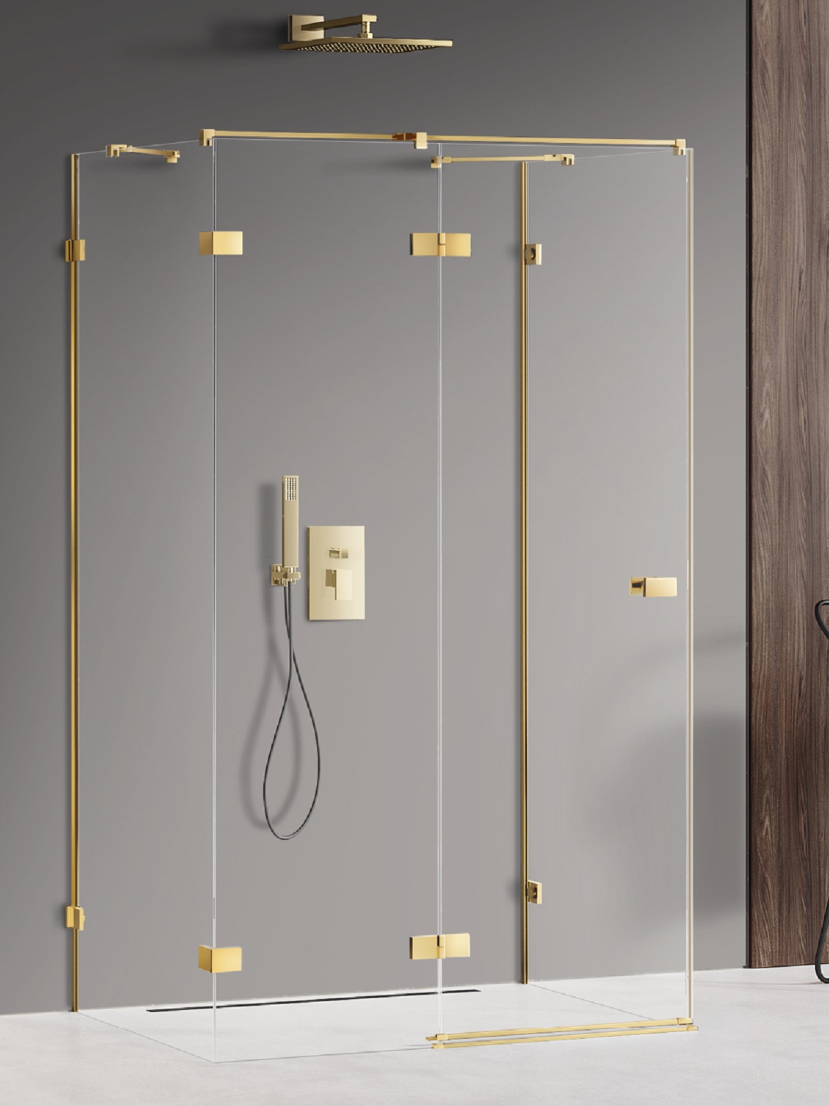 New Trendy Avexa Gold Shine kabina prysznicowa 110x100 cm prostokątna lewa złoty połysk/szkło przezroczyste EXK-2115