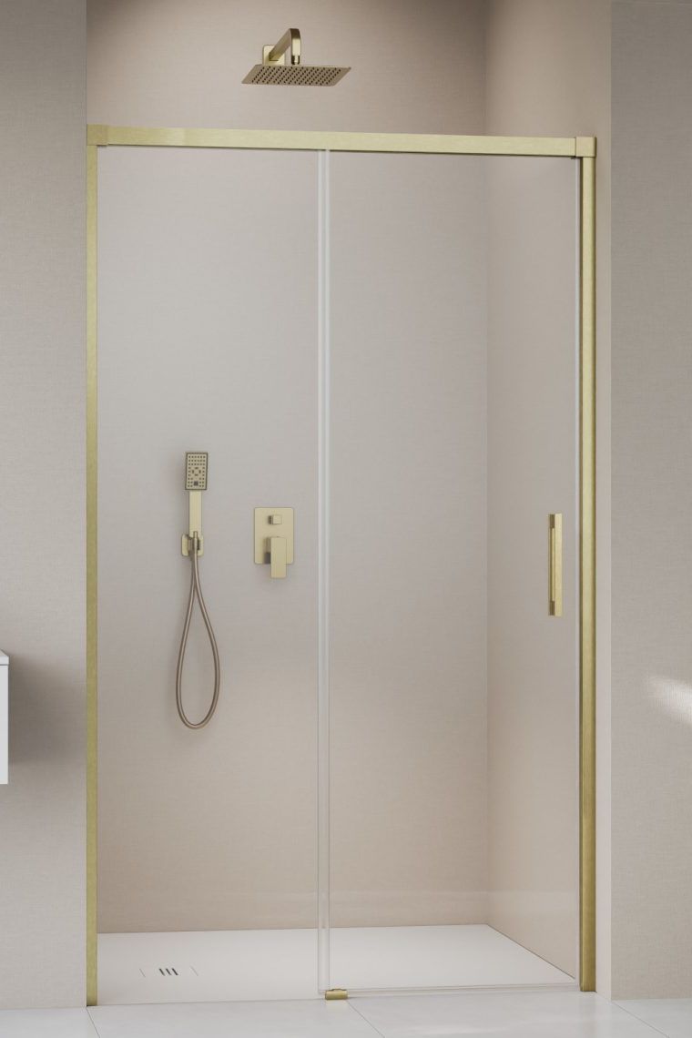 Radaway Idea Brushed Gold DWJ drzwi prysznicowe 120 cm lewe złoty szczotkowany/szkło przezroczyste 387016-99-01L