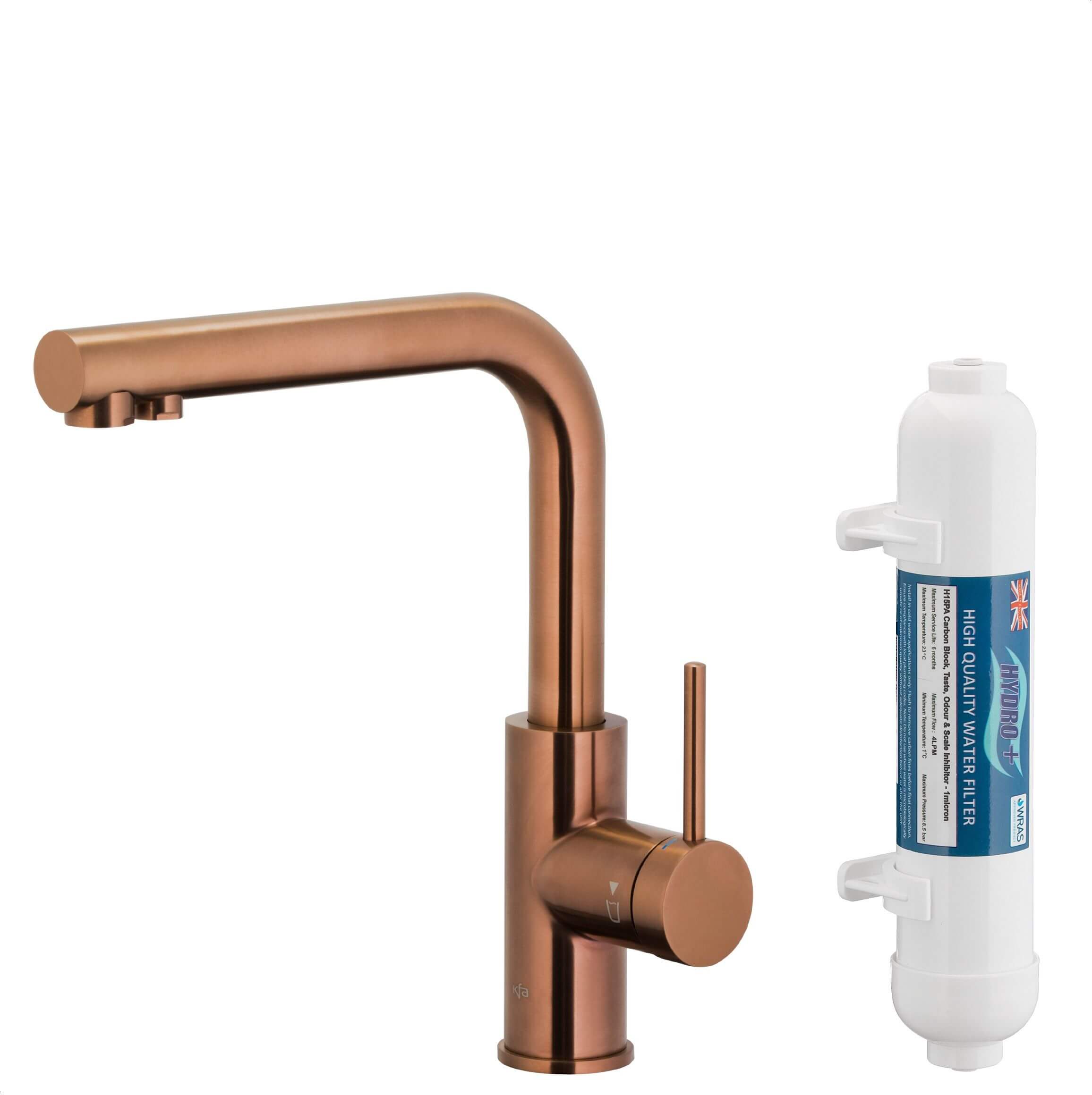 KFA Armatura Duero Pure Basic bateria kuchenna z filtrem stojąca miedź szczotkowana PVD 6623-912-34