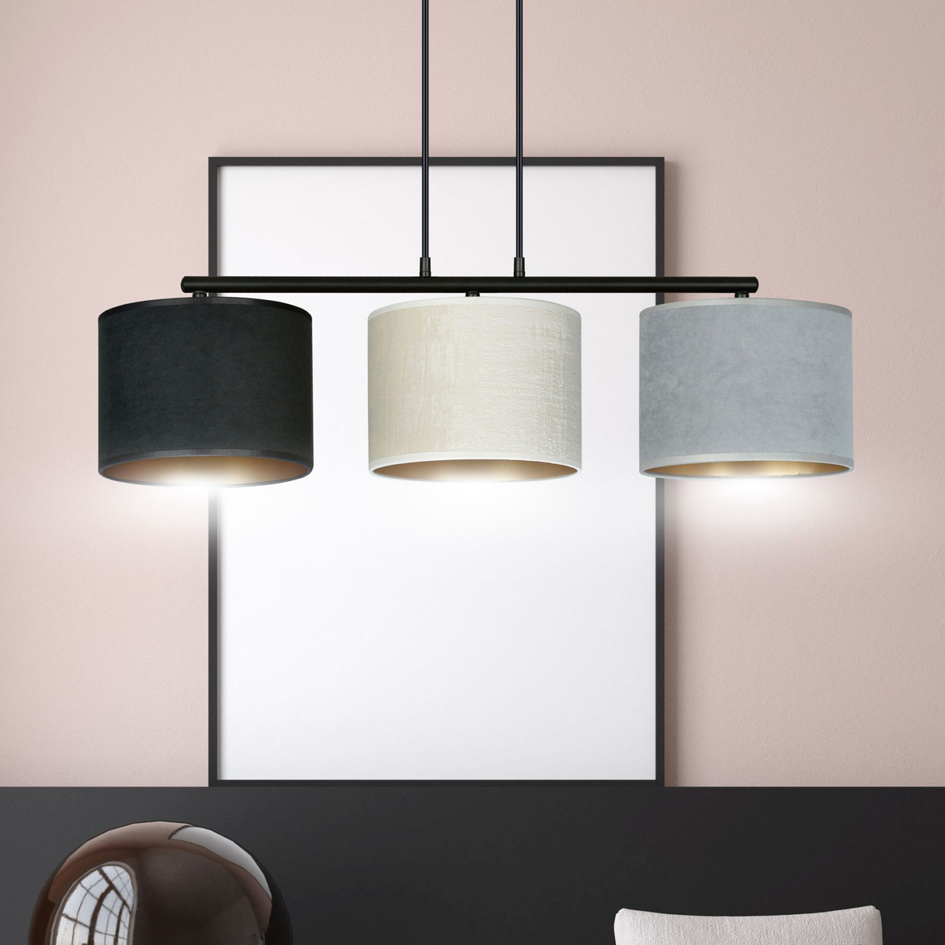 Emibig Hilde lampa wisząca 1x15 W biała-czarna-złota-szary/popielaty 1055/3