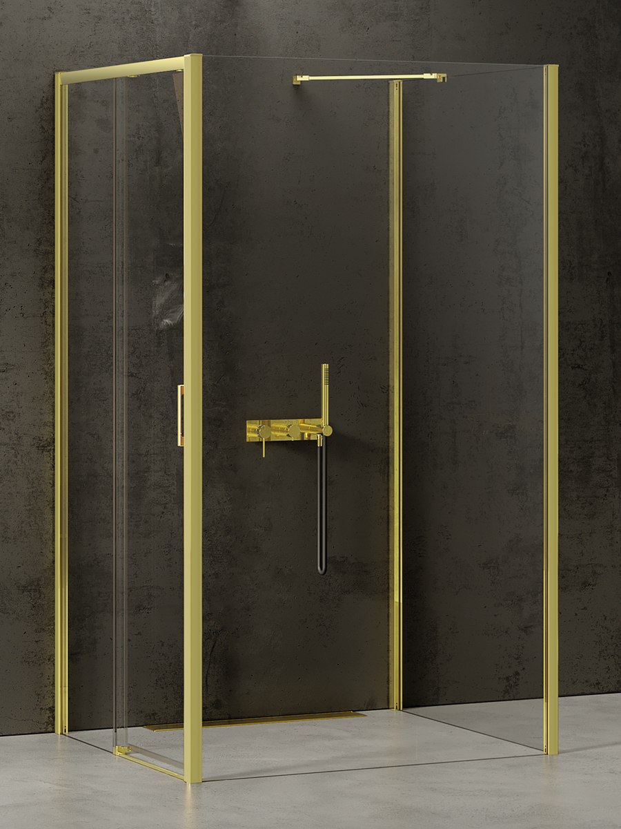 New Trendy Prime Light Gold kabina prysznicowa 120x100 cm prostokątna lewa złoty/szkło przezroczyste K-1167