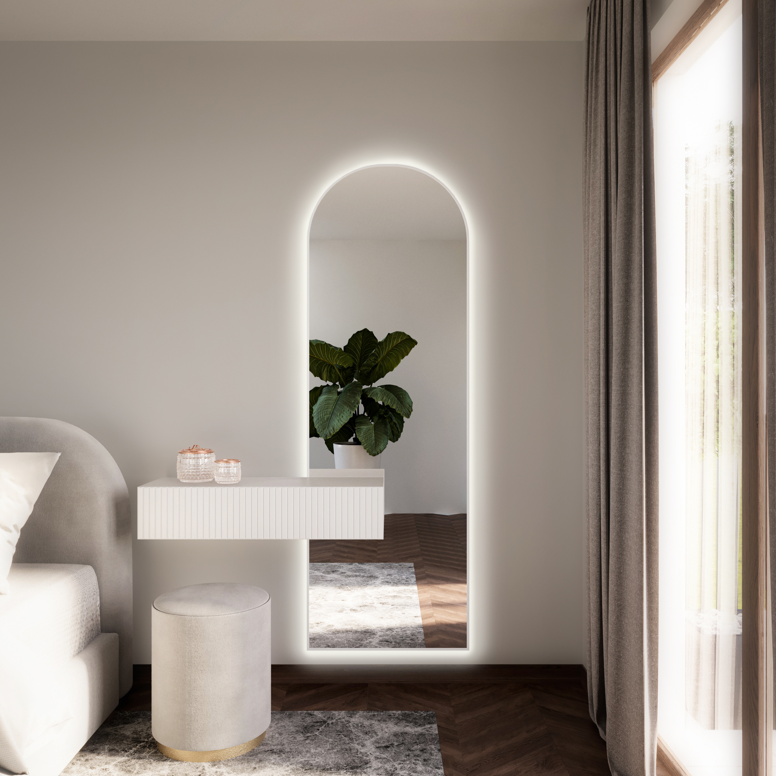 Baltica Design Tiny Border Pastille Cut LED lustro 40x150 cm białe barwa ciepła