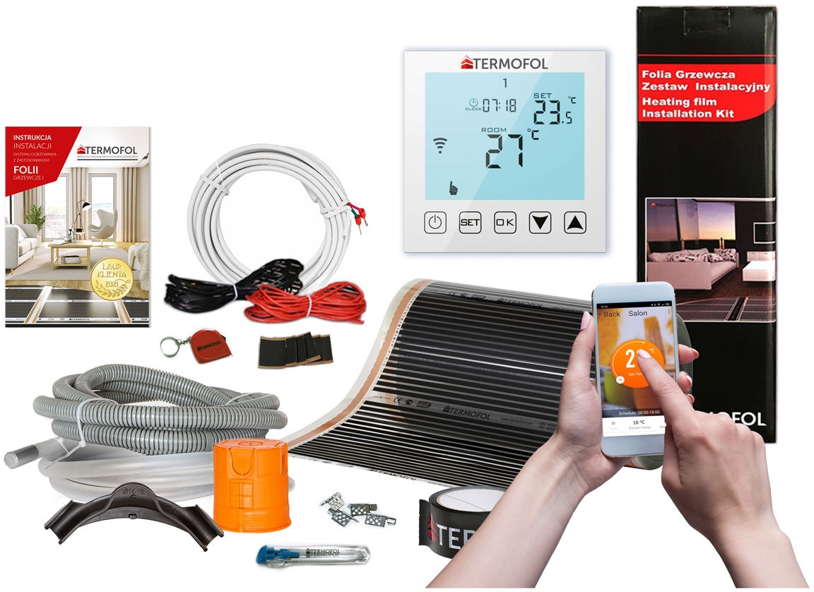 Termofol TF folia grzewcza 5 m2 80W/m2 z akcesoriami i termoregulatorem TF-WIFI białym TF310.80.WIFI.50