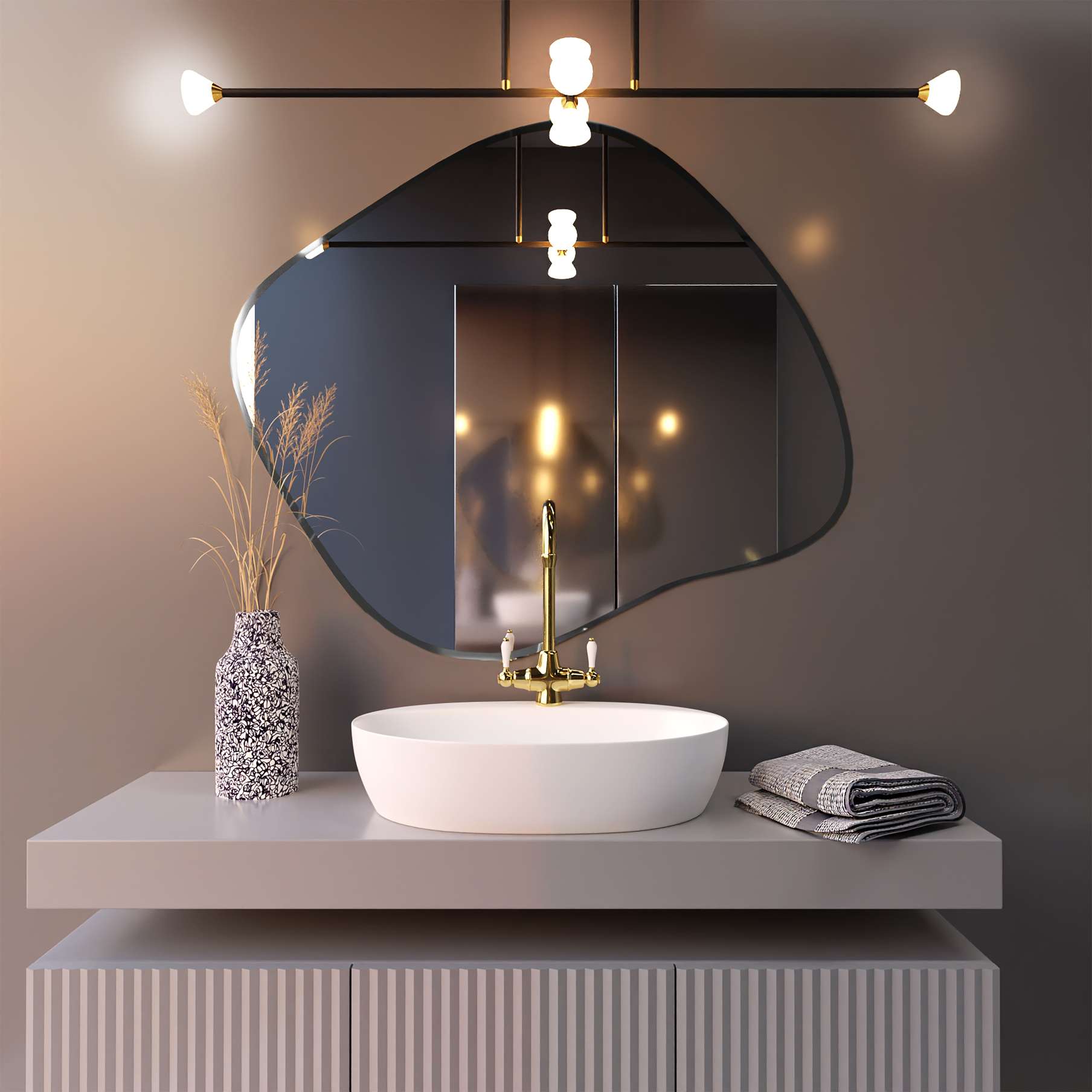 Baltica Design Tiny Borderbright Stain III lustro 90x77 cm z oświetleniem LED srebrne barwa zimna