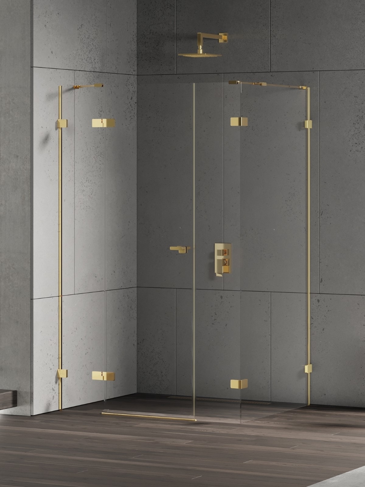 New Trendy Eventa Gold Shine kabina prysznicowa 150x80 cm prostokątna lewa złoty połysk/szkło przezroczyste EXK-4778