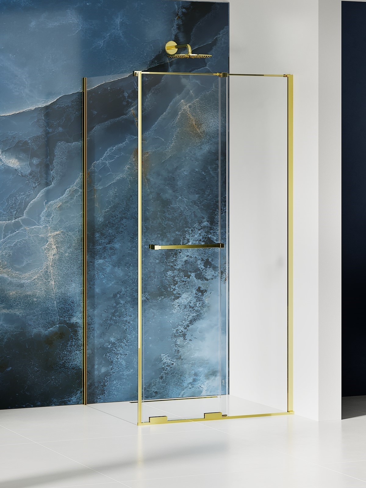 New Trendy Smart Light Gold kabina prysznicowa 150x90 cm prostokątna złoty połysk/szkło przezroczyste EXK-6718