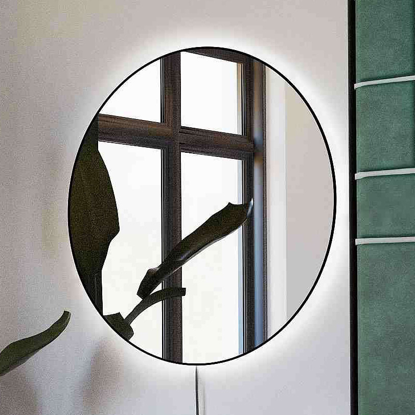 Baltica Design Electra lustro 90 cm okrągłe z oświetleniem LED czarne barwa ciepła
