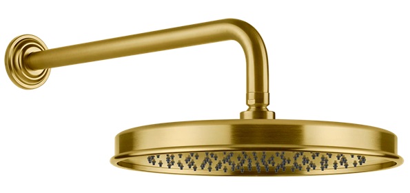Gessi Venti20 deszczownica z ramieniem 33 cm okrągła złoty szczotkowany 65149.716