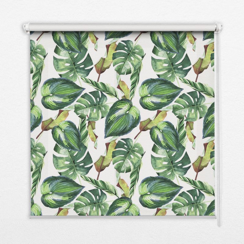 Roleta Z Nadrukiem Tulup 140x140 cm Tropikalne Rośliny Montaż do ściany/sufitu 1 szt.