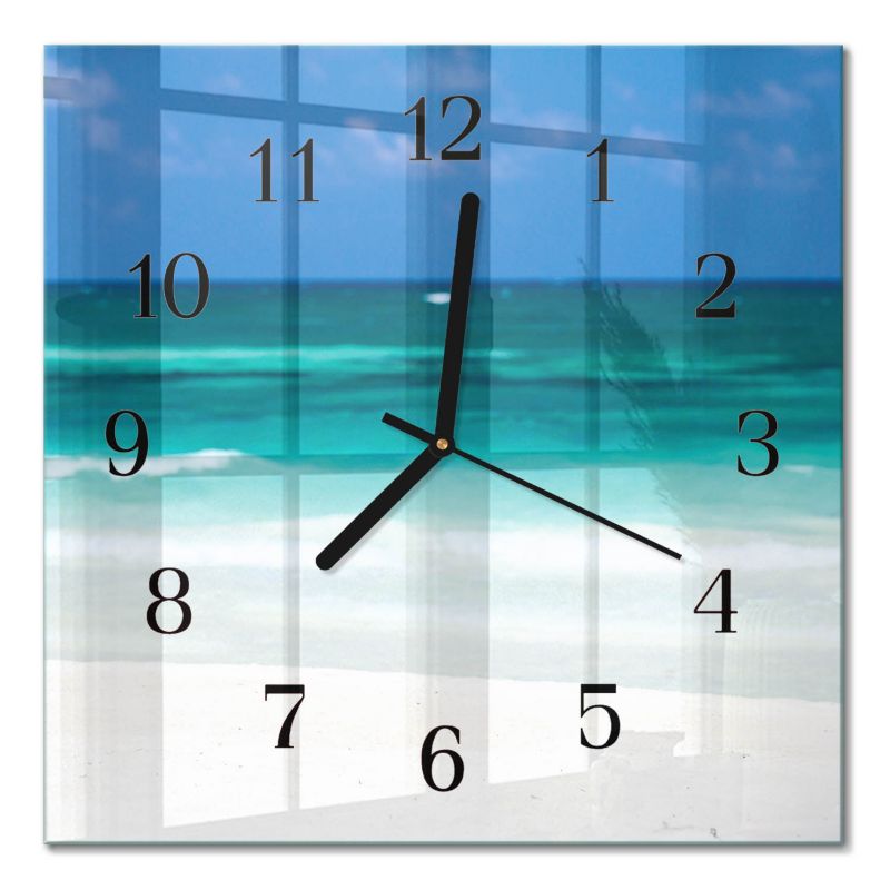 Zegar Ścienny Tulup 30x30 cm z Czarnymi Wskazówkami Plaża Morze 1 szt.