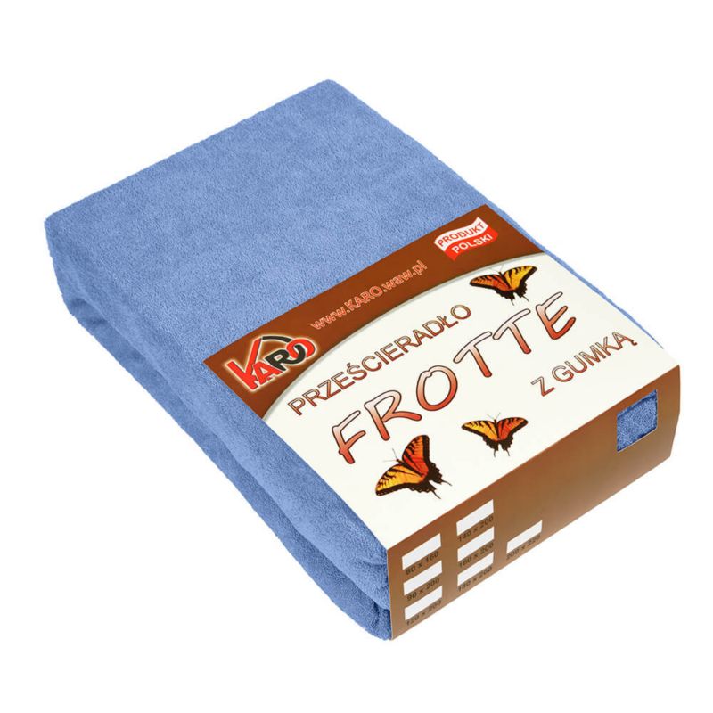 Prześcieradło frotte z gumką KARO 220x240 niebieskie 1 szt