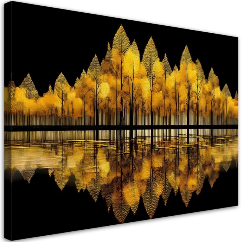 Obraz do salonu sypialni Feeby Las Złoty Krajobraz Abstrakcja 60x40cm 1szt