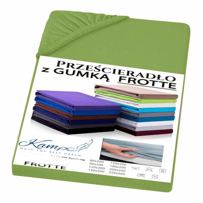 Prześcieradło gumka frotta KAM-POL bawełna premium 200x200 zielony 1 szt.
