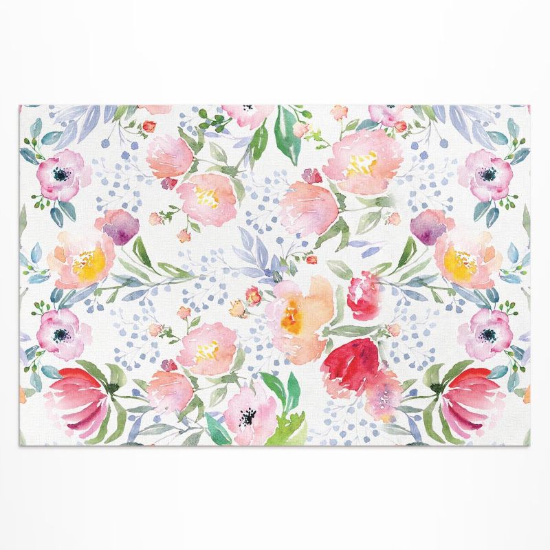 Balkonowy Dywan Winylowy UV Wallfluent 100x150 cm Akwarelowe kwiaty delikatne rośliny 1 szt.
