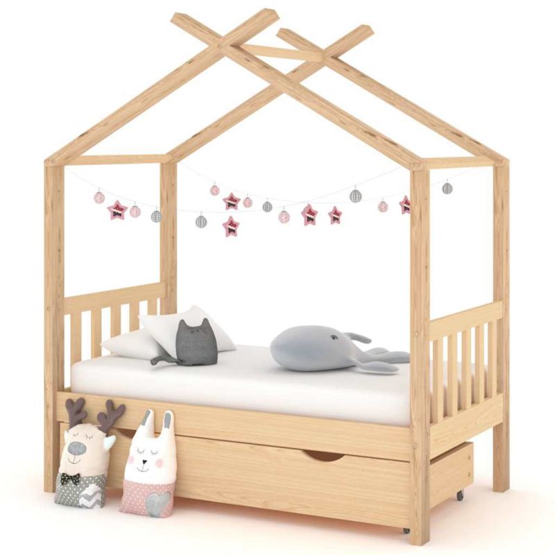 Łóżko Drewniane WaszeMeble z Szufladami 70x140 cm Brązowe WM-322145 1 szt.