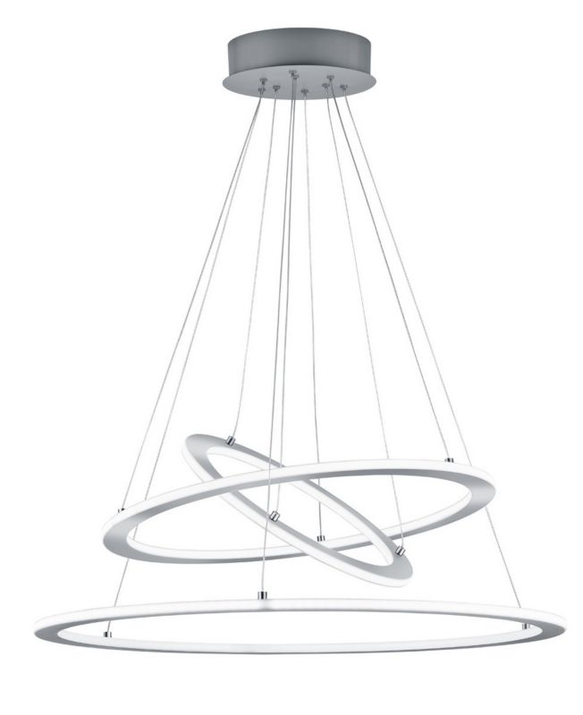 Lampa sufitowa wisząca Trio Durban srebrno-biała wym: 200 x 80,3 x 80,3 cm wbudowany LED 75W 1 szt.