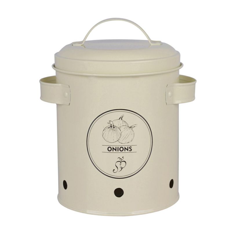 Pojemnik na cebulę vintage Esschert Design kremowy stalowy 2,1L 1 szt.