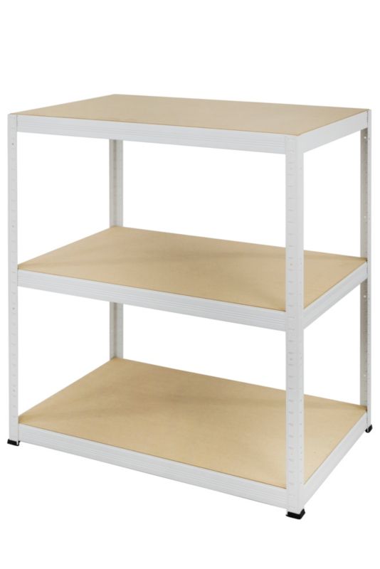Regał metalowy MODO24 magazynowy warsztatowy biały helios 90x90x30cm 3 półki po 400 kg 1 szt.