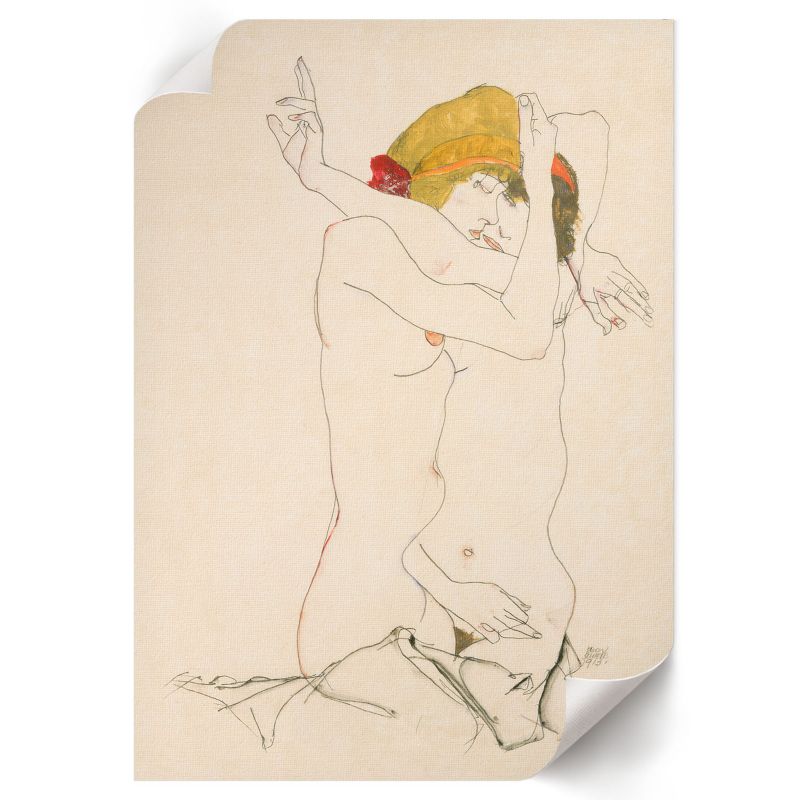 Wydruk Na Płótnie ArtPrintCave 21x29,7 cm Dwie obejmujące się kobiety Egon Schiele 1 szt.