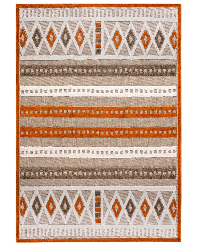 Dywan zewnętrzny/wewnętrzny etniczny Verbania Beige Mazovia 140x200cm wodoodporny na balkon, taras, beżowy, kremowy 1 szt.