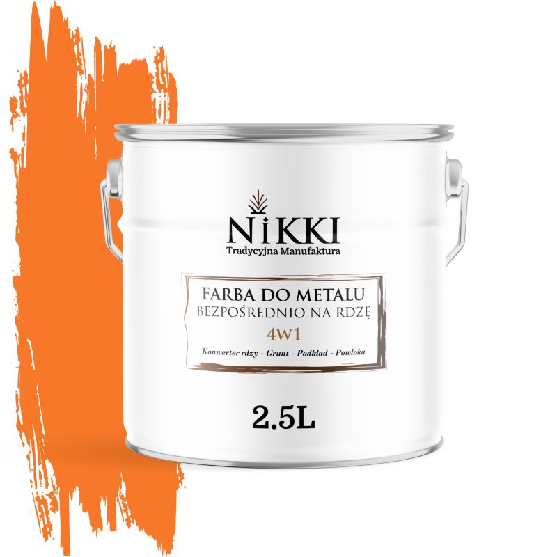 Farba do Metalu Antykorozyjna 4w1 NIKKI Pomarańczowy pastelowy RAL2003 Satyna 2.5L