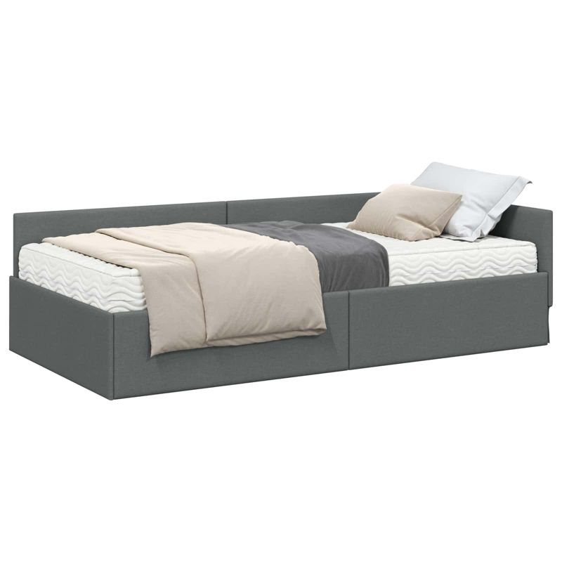 Łóżko Tapicerowane WaszeMeble z Materacem 100x200 cm Szare WM-3393606 1 szt.