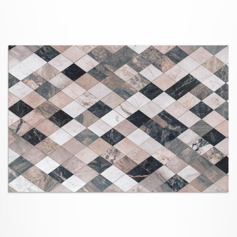 Balkonowy Dywan Winylowy UV Wallfluent 80x120 cm Kamienna mozaika rombów dekoracyjne płytki 1 szt.