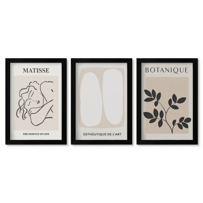 Obrazy w czarnej ramie Tulup 20x30 cm Stylowe obrazy roślinne Matisse Obrazy w czarnej ramie 1 kpl