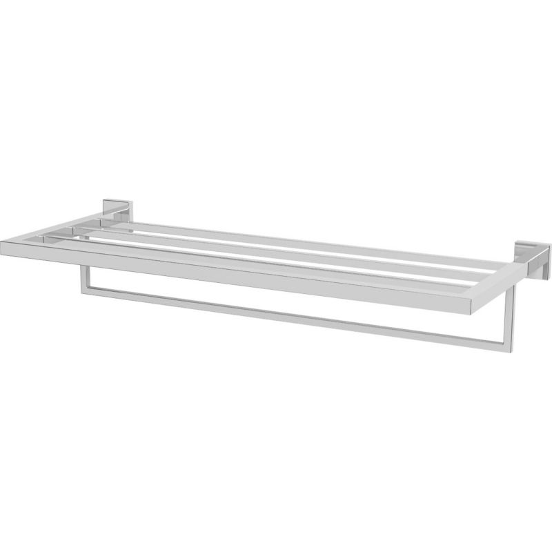 Wieszak na ręcznik z półką Oltens Tved 60 cm chrom, kwadratowy, mosiądz, 1 szt.