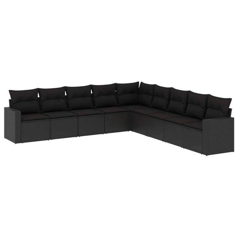 Zestaw mebli ogrodowych WaszeMeble 9-cz. z technorattanu czarny z poduszkami WM-3219075 1 kpl