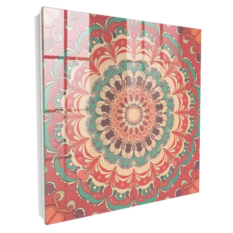 Pudełko Na Klucze Tulup 30x30 cm Barwna mandala - Biała - Otwierana na prawo 1 szt.