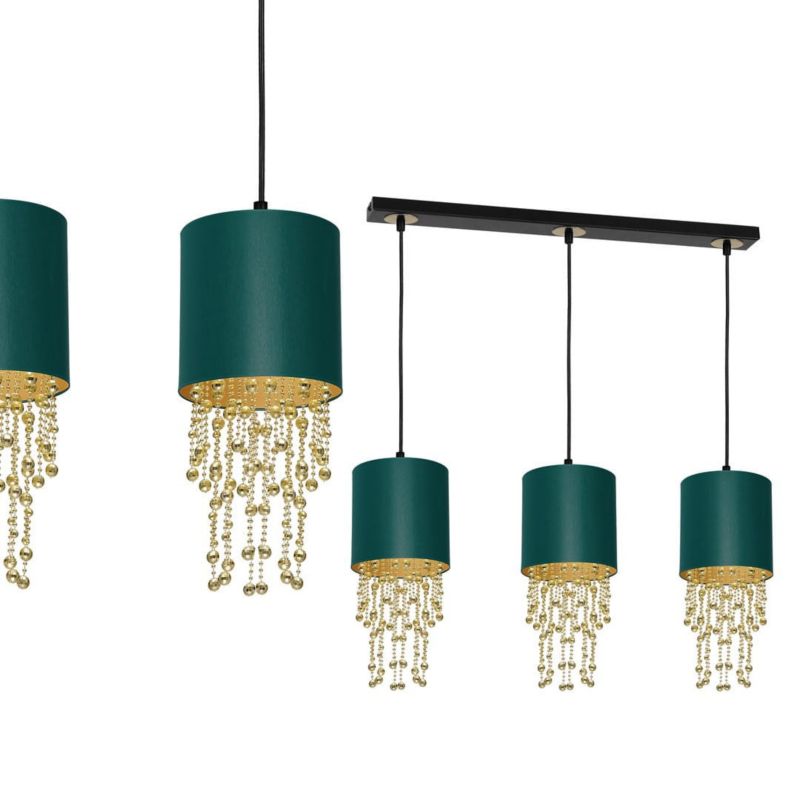 Lampa sufitowa wisząca Milagro Almeria 4502 czarno-zielona-złota szerokość 60 cm 3xE27 x 60W 1 szt.