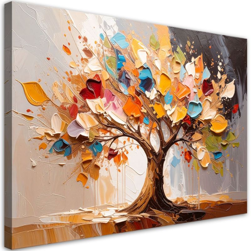 Obraz do salonu nowoczesny Feeby 3D Kolorowe Drzewo Życia imitacja farby 100x70cm 1szt