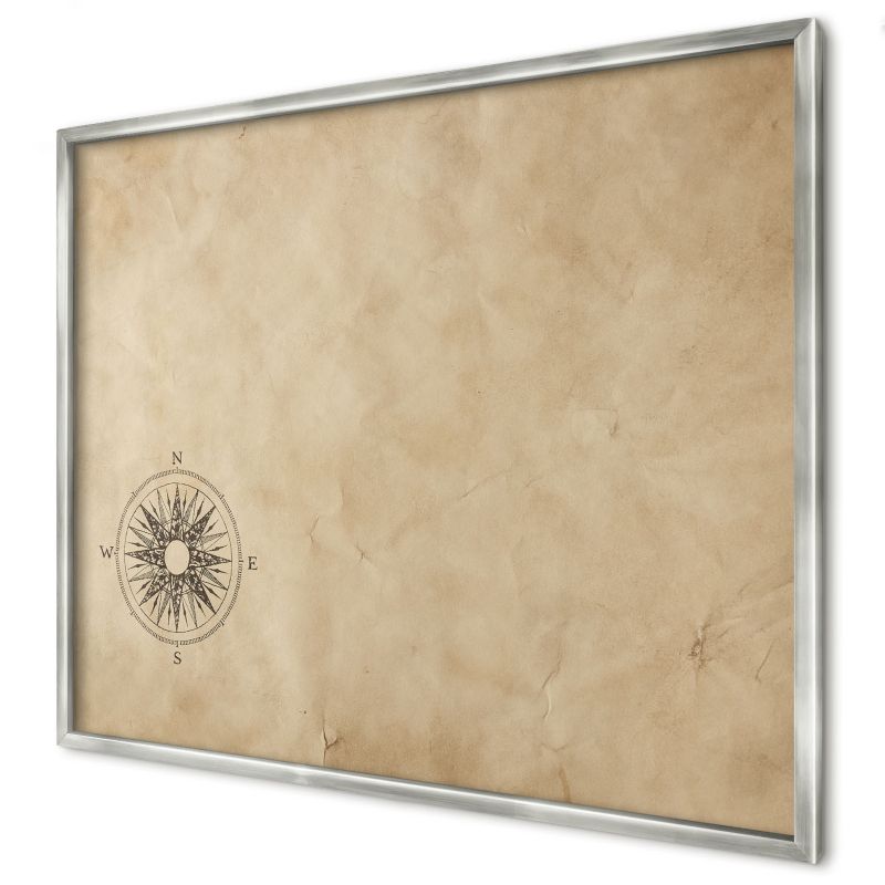 Magnetyczna tablica ozdobna Wallfluent 80x60 Róża wiatrów w srebrnej ramie 1szt
