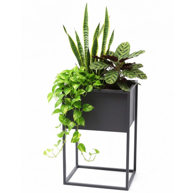 Kwietnik stojący JAKPOL Cubo Loft 60x40x30 cm metalowy szary 1 szt.